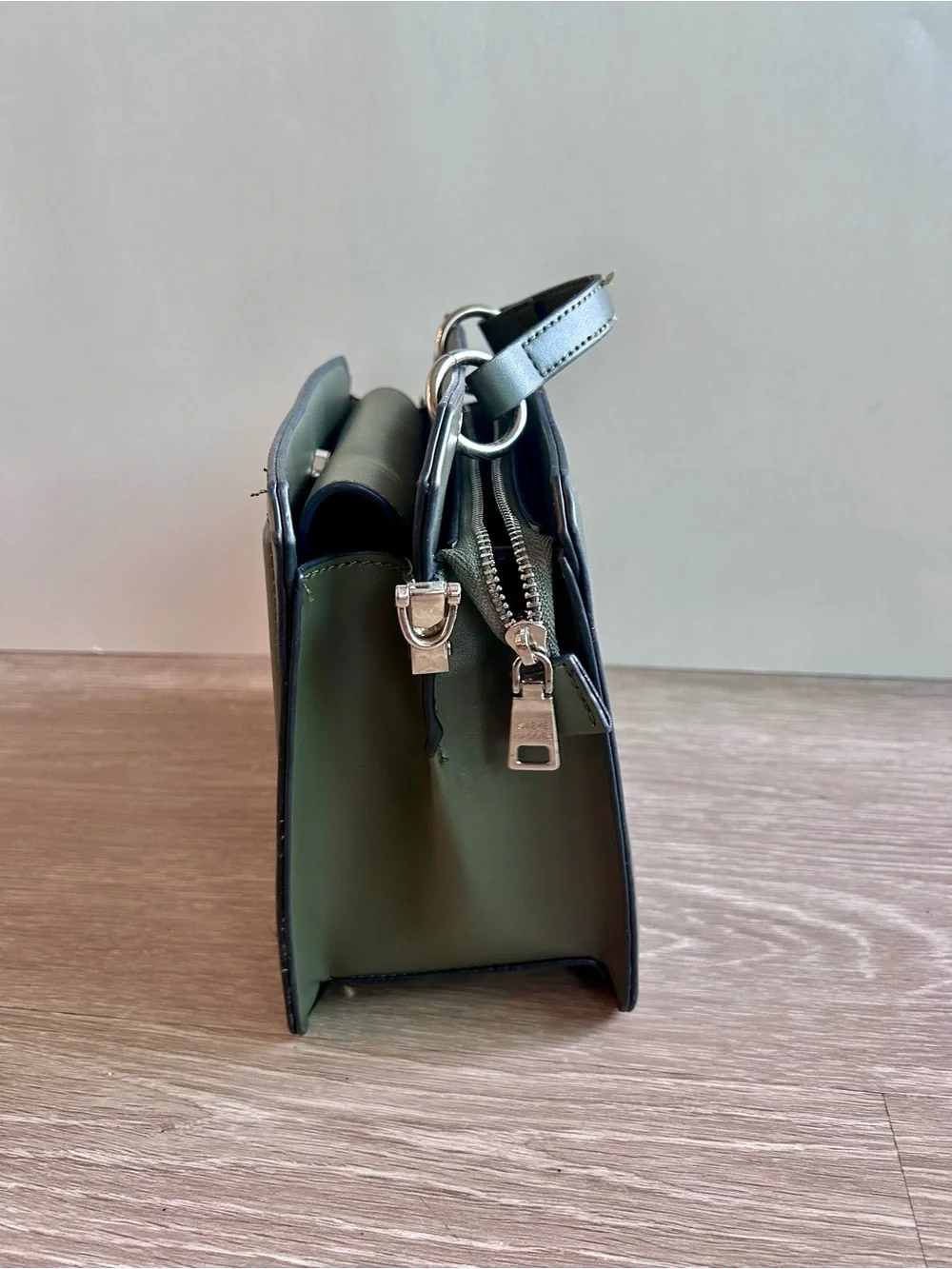 Steve Madden Bevelyn Satchel Crossbody Bag Olive Green w/ Pouch